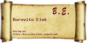 Borovits Elek névjegykártya